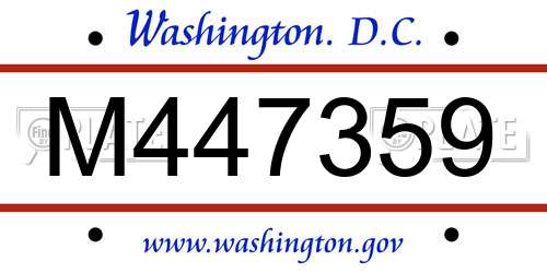 M447359 District Of Columbia License Plate