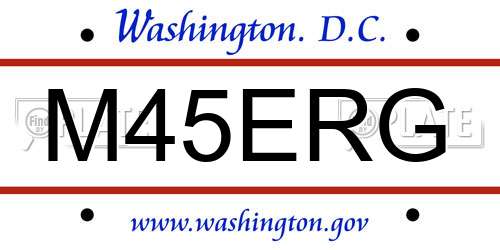 M45ERG District Of Columbia License Plate