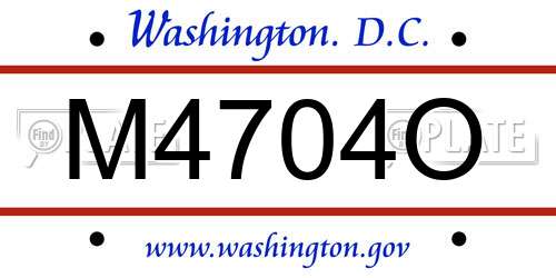 M4704O District Of Columbia License Plate