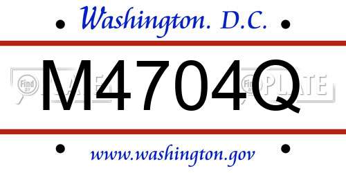 M4704Q District Of Columbia License Plate