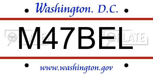 M47BEL District Of Columbia License Plate