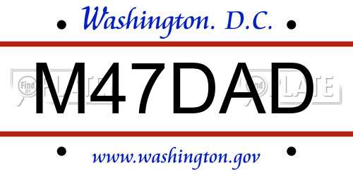 M47DAD District Of Columbia License Plate