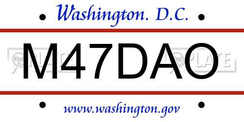 M47DAO District Of Columbia License Plate