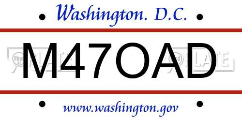 M47OAD District Of Columbia License Plate