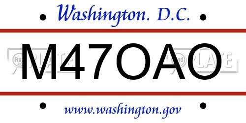 M47OAO District Of Columbia License Plate