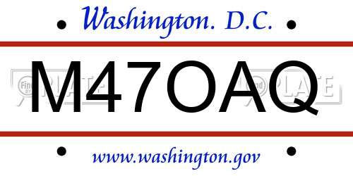 M47OAQ District Of Columbia License Plate