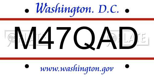 M47QAD District Of Columbia License Plate