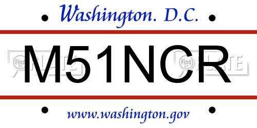 M51NCR District Of Columbia License Plate