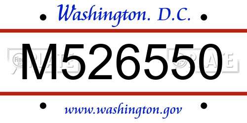M526550 District Of Columbia License Plate