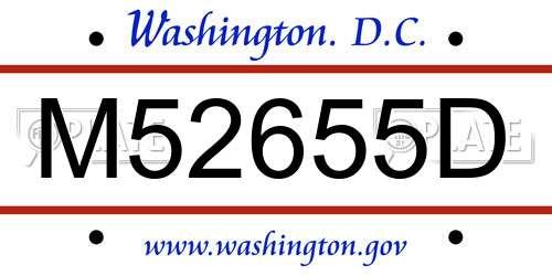 M52655D District Of Columbia License Plate
