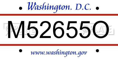 M52655O District Of Columbia License Plate