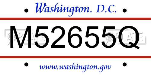M52655Q District Of Columbia License Plate