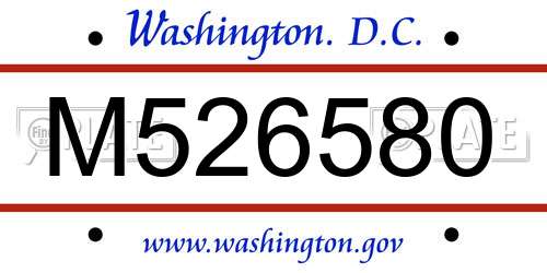 M526580 District Of Columbia License Plate