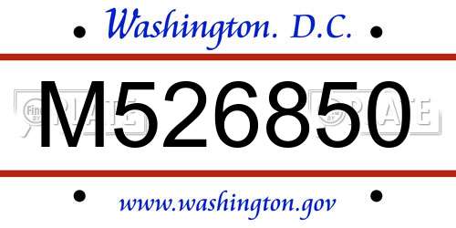M526850 District Of Columbia License Plate