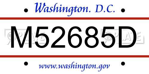 M52685D District Of Columbia License Plate