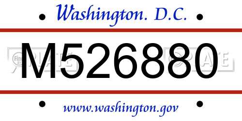 M526880 District Of Columbia License Plate