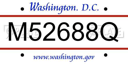 M52688Q District Of Columbia License Plate