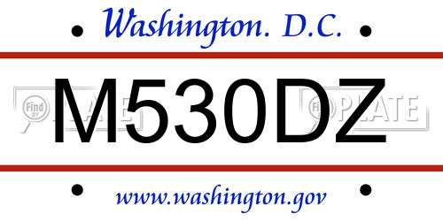 M530DZ District Of Columbia License Plate