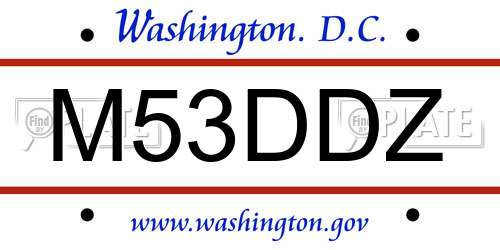 M53DDZ District Of Columbia License Plate