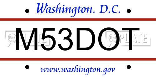 M53DOT District Of Columbia License Plate