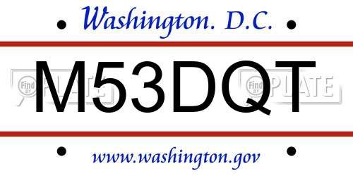 M53DQT District Of Columbia License Plate