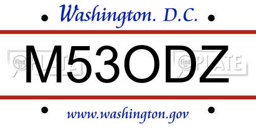 M53ODZ District Of Columbia License Plate