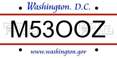 M53OOZ District Of Columbia License Plate