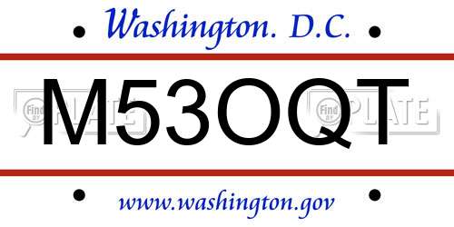 M53OQT District Of Columbia License Plate