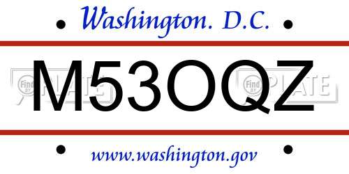 M53OQZ District Of Columbia License Plate