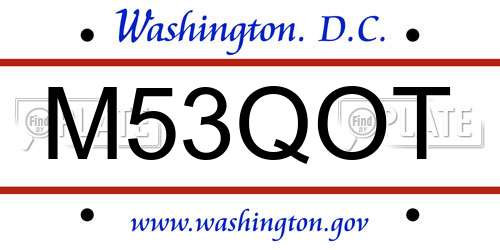 M53QOT District Of Columbia License Plate