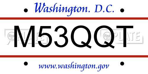 M53QQT District Of Columbia License Plate