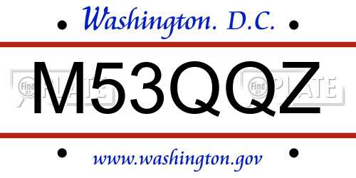 M53QQZ District Of Columbia License Plate