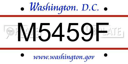 M5459F District Of Columbia License Plate