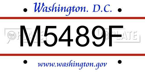 M5489F District Of Columbia License Plate