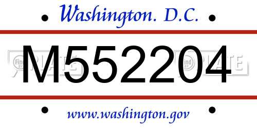 M552204 District Of Columbia License Plate