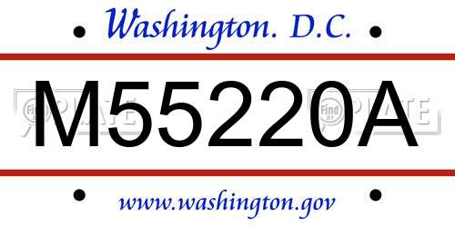 M55220A District Of Columbia License Plate