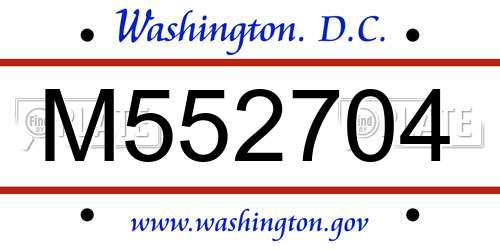 M552704 District Of Columbia License Plate