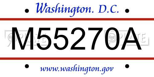 M55270A District Of Columbia License Plate