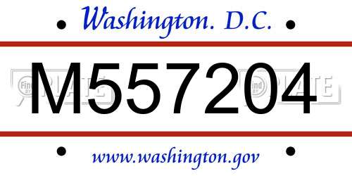 M557204 District Of Columbia License Plate