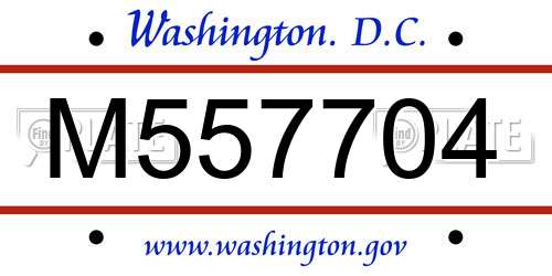 M557704 District Of Columbia License Plate