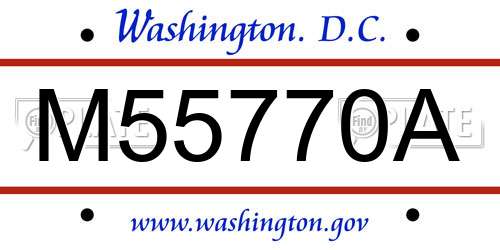 M55770A District Of Columbia License Plate