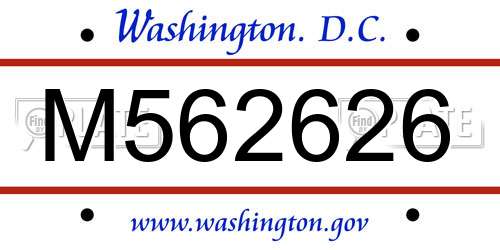M562626 District Of Columbia License Plate