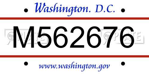 M562676 District Of Columbia License Plate