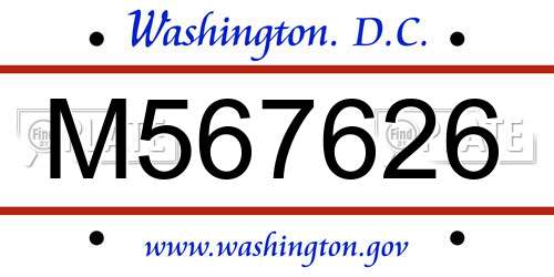 M567626 District Of Columbia License Plate