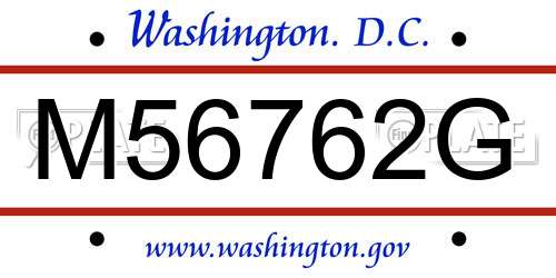 M56762G District Of Columbia License Plate