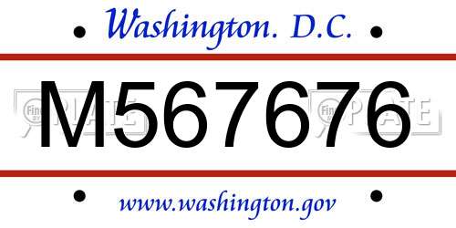 M567676 District Of Columbia License Plate