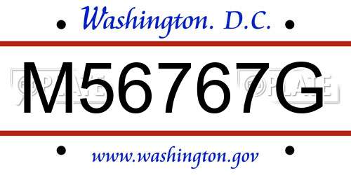 M56767G District Of Columbia License Plate