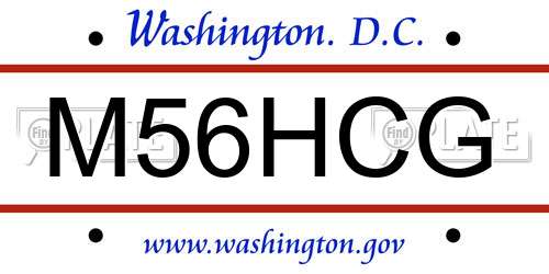 M56HCG District Of Columbia License Plate
