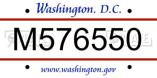 M576550 District Of Columbia License Plate