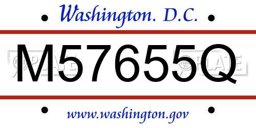 M57655Q District Of Columbia License Plate